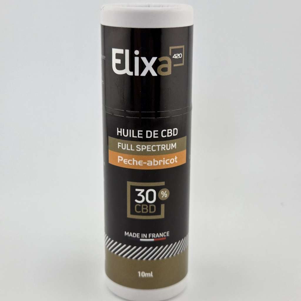 Huile CBD Elixia420 – 30% – pêche-abricot